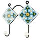 Turquoise Floral Ceramic Tile Hook